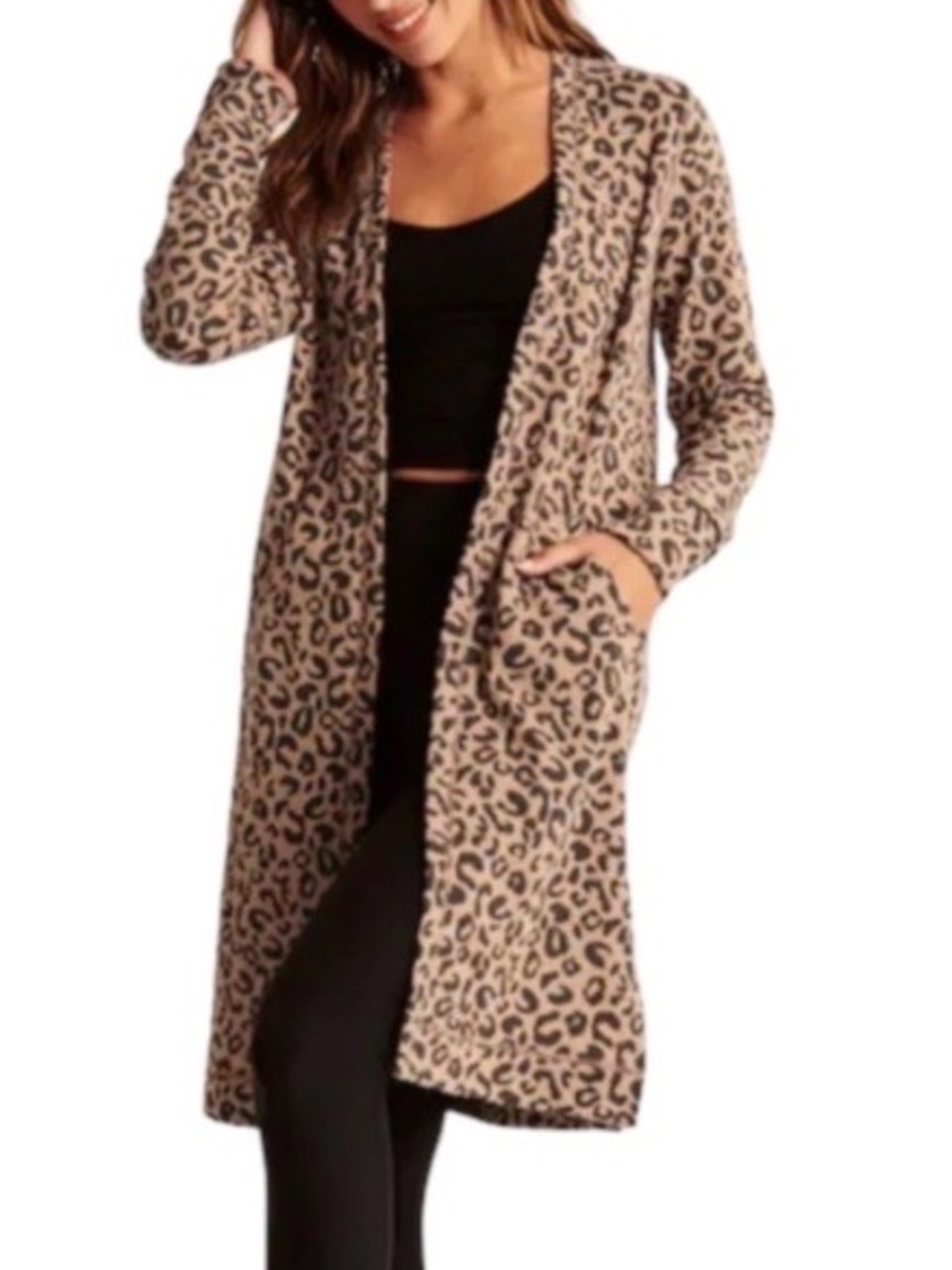 Abercrombie & Fitch long cardigan duster leopard print